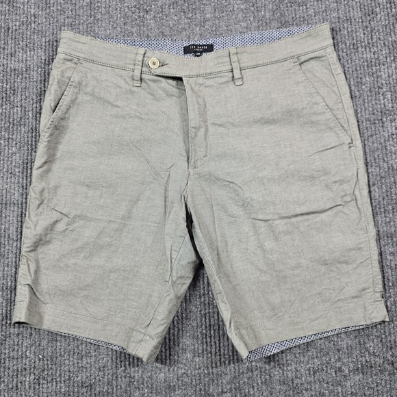 Ted Baker Other - Ted Baker Shorts Mens 36 Gray Olive Stretch Chino Flat Front Casual 9"‎ Inseam